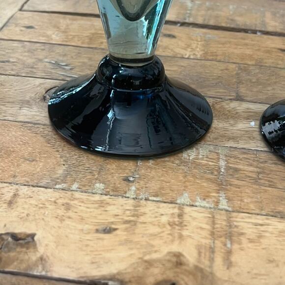 Blue & Green Goblet Wine Glasses Set of 3 Handblown Bubbles Mexico - Picture 8 of 15